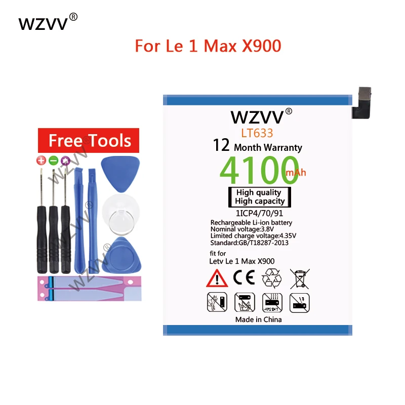 Wzvv 4100mAh литий-полимерный аккумулятор LT633 для Letv Le 1 Max X900 one сменные батареи |