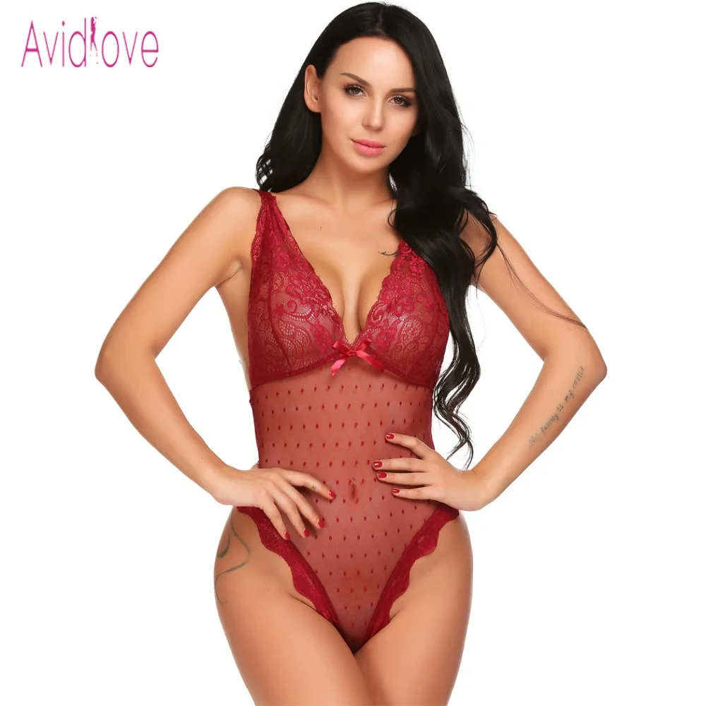 Avidlove кружевное белье сексуальный эротический тедди боди для женщин со спагетти-бретельками, нижнее белье, ночная одежда, сексуальный костюм порно.