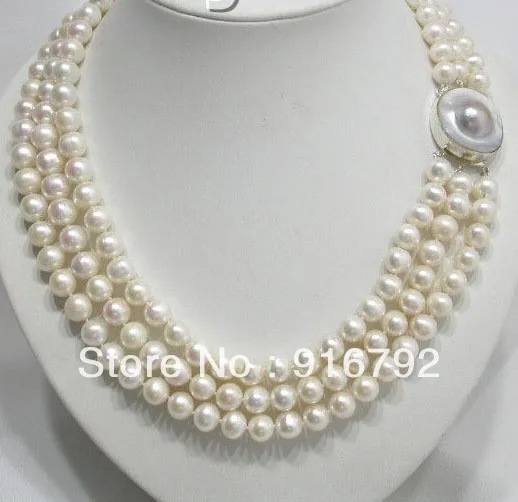 Бесплатная доставка &gt&gt&gt&gt&gt блестящее ожерелье из круглого белого жемчуга 3