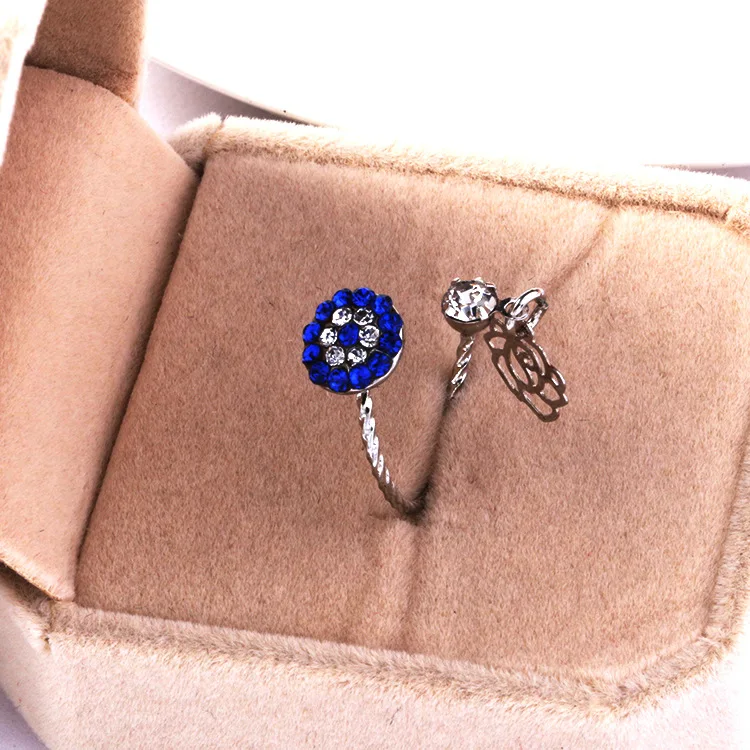 Этнические простые регулируемые кольца с подвеской в виде листа женские модные