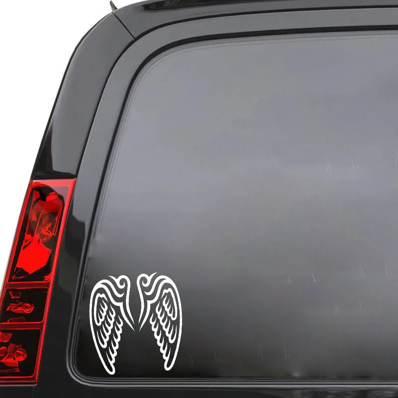 

YJZT 13.9*14.9CM Car Sticker Cute Beautiful Wings Silhoutte Decal Fashion Design Black/Silver Covering The Body C20-1452