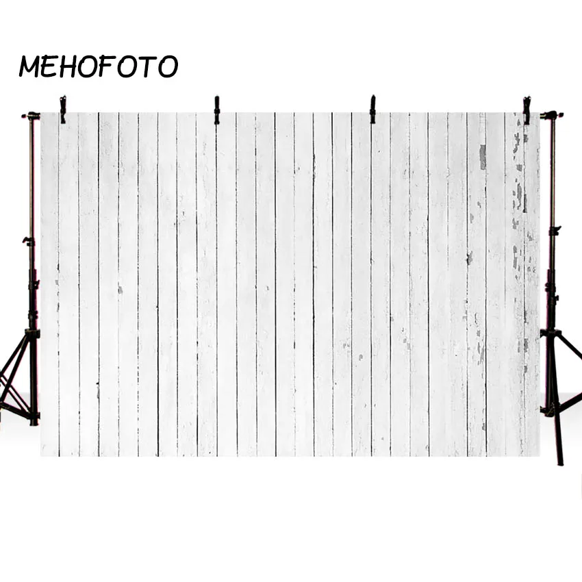 

MEHOFOTO White Grey Wood Floor Background for Photography Backdrop Photobooth Vintage Wooden Board Photo Studio Props