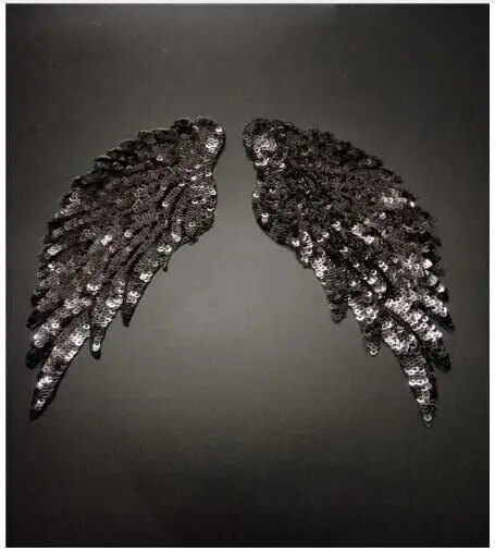 DD 2Pairs Sequin Wings Badge Fabric Iron on Patches Gold/Silver/Red/Black/Blue Embroidery Applique DIY Decoration Sequins Patch | Дом и сад
