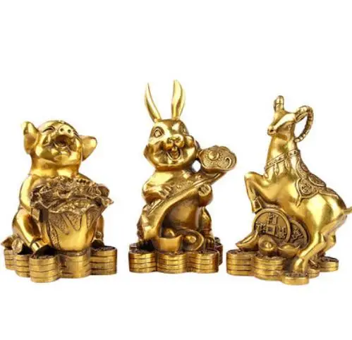 Fengshui Чистая медь 12 знаков зодиака мышь ox тигр кролик дракон змея лошадь овца