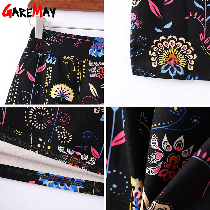 GAREMAY эластичный Высокая талия карандаш юбка женские юбки вязаная шапка плюс Размеры облегающий силуэт Сексуальная короткая мини-юбка женские юбки с цветочным принтом