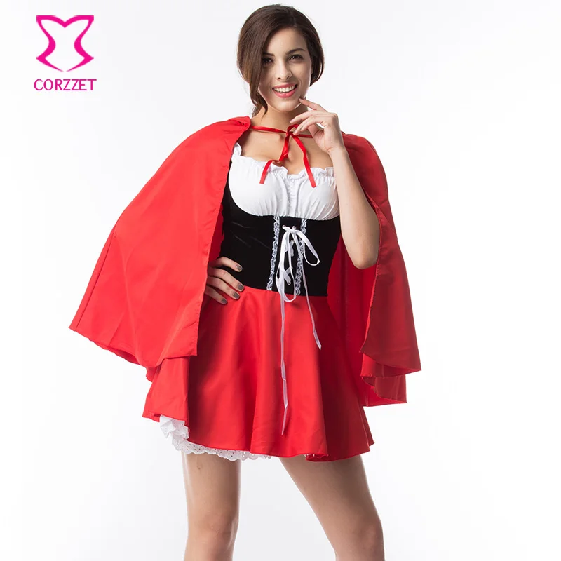 Женский костюм на Хэллоуин маскарадный красного цвета с капюшоном размера плюс