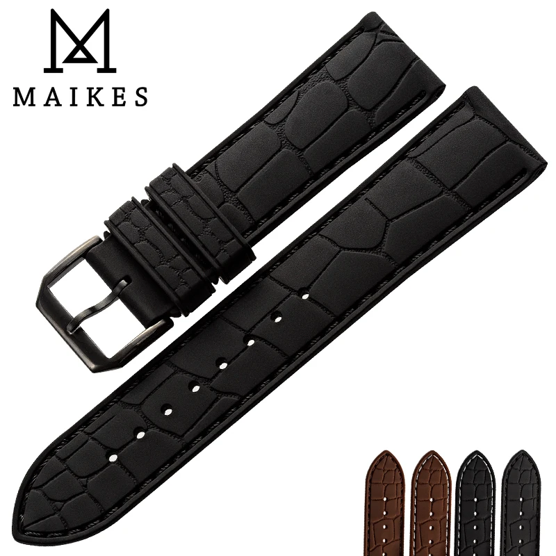 MAIKES сменный ремешок для часов коричневый черный силиконовый спортивного