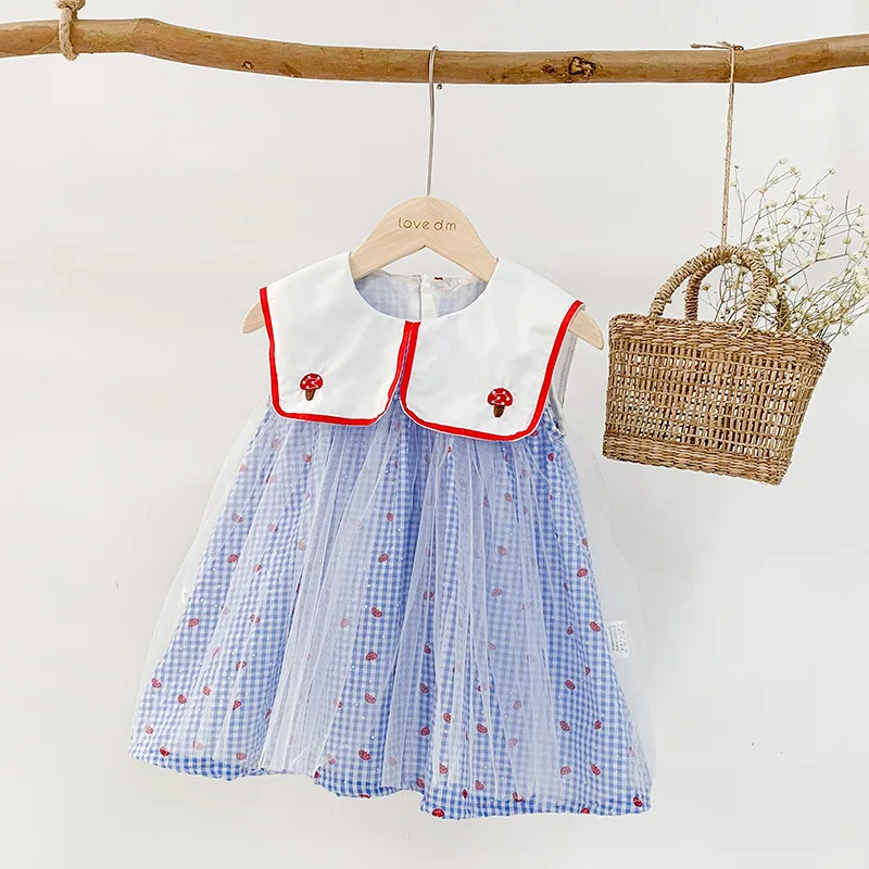 Новинка 2019 милое летнее платье для маленьких девочек детские хлопковые сетчатые