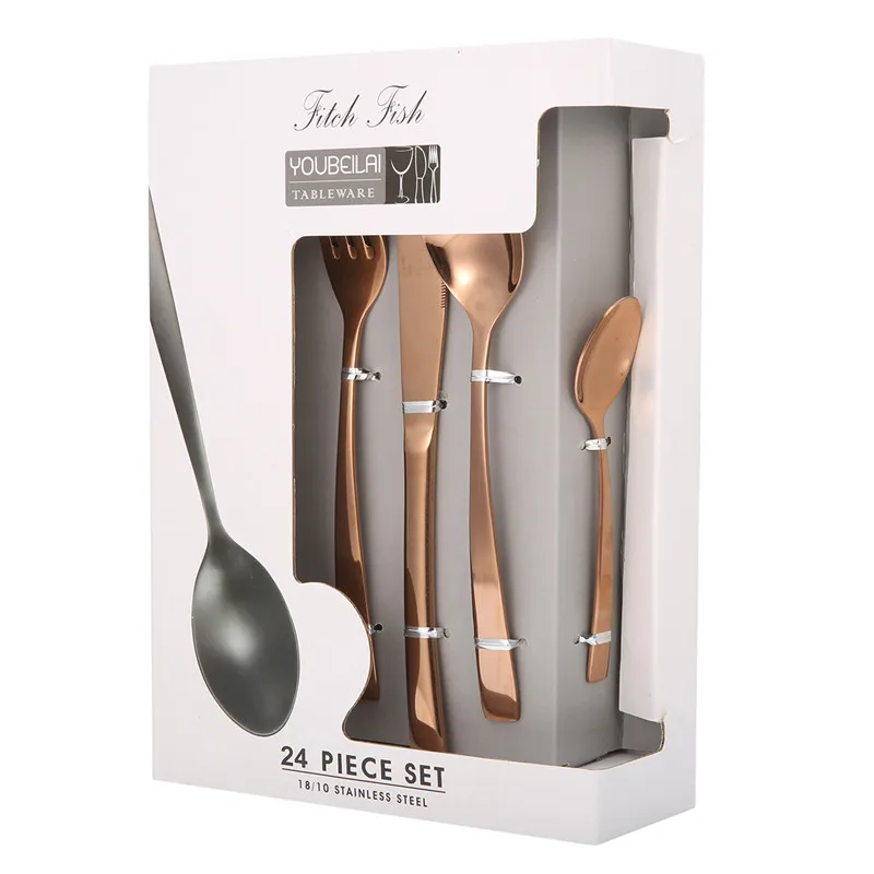 Mrosaa 24 шт./компл. нержавеющая сталь Золотая столовая вилка для еды ложка нож ножи