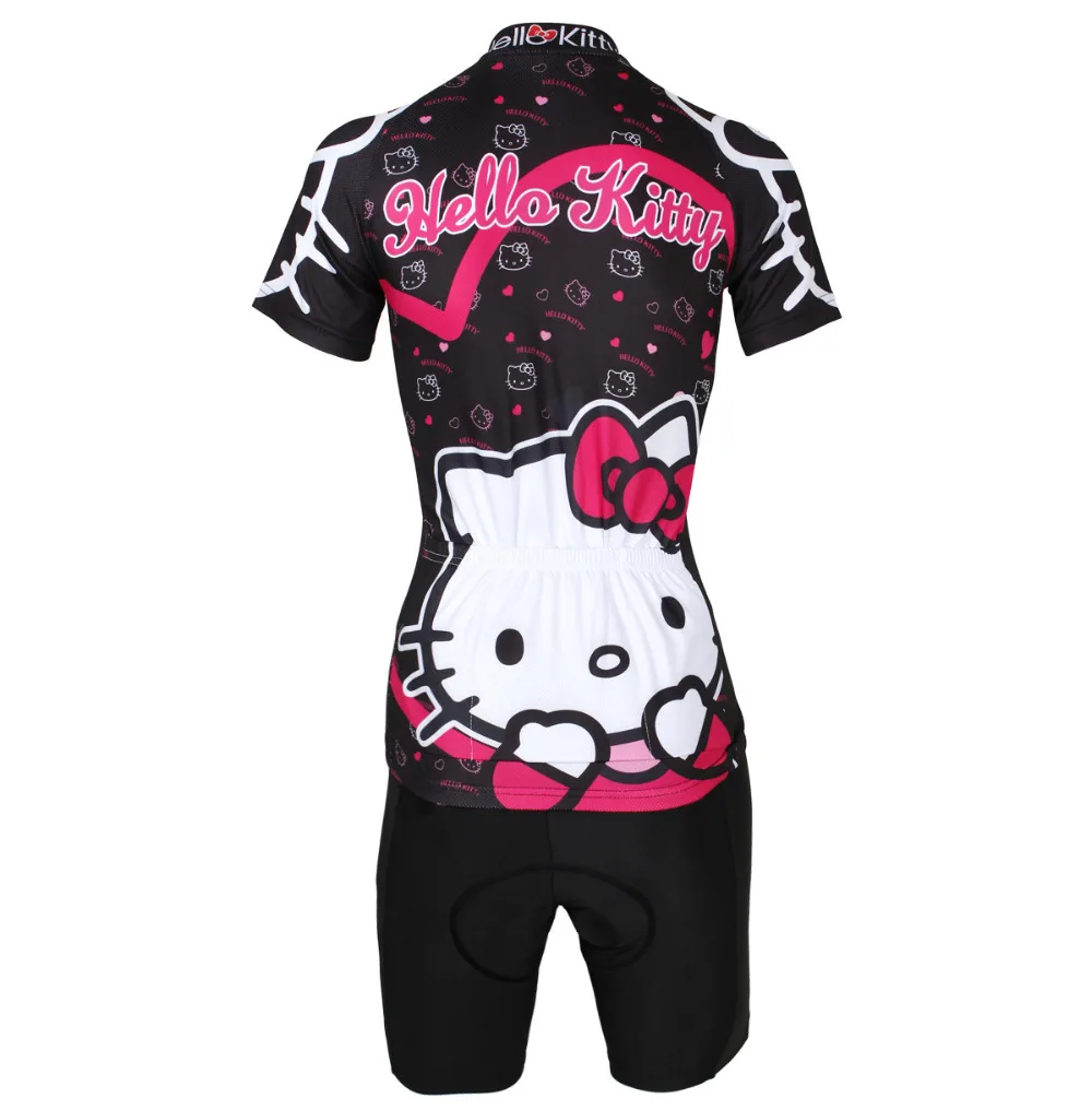 Новый дизайн Hello kitty велосипедная одежда с коротким рукавом черный велосипед