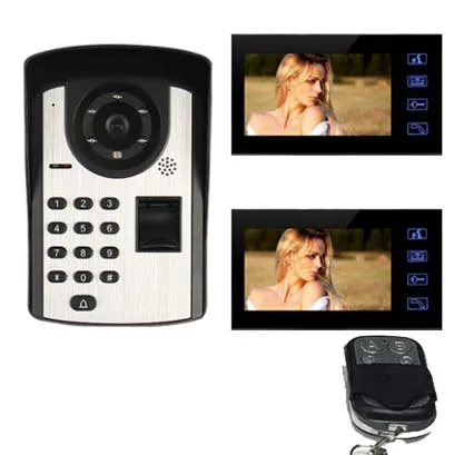 MOUNTAINONE 7&quot Screen Video Door Phone Doorbell Intercom System+Waterproof Fingerprint Code Keypad Remote Access Camera 1V2 |