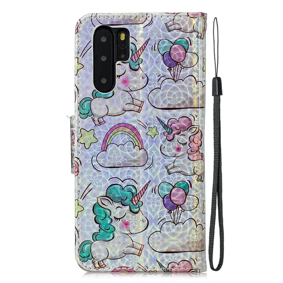 Лазерный флуоресцентный флип-чехол для huawei P30 P20 Pro Lite Y6 Y5 Y7 P Smart из искусственной кожи бумажник чехол для телефона s Fundas Capa