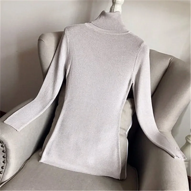 2018 Shiny Sequins Turtleneck Pullovers Women Long Sleeve Sweater Womens Knitted Sweaters Solid Autumn Winter Jumpers Female New | Женская