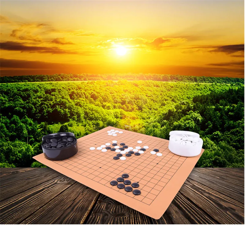 Международный стандарт 19 линия Go шахматы Weiqi 361 шт шахматная доска из кожи с цветной коробкой высокого качества