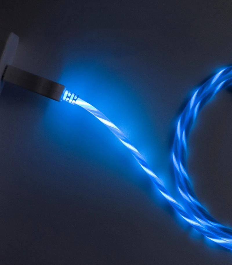 Светодиодный usb-кабель, светильник-вспышка, линия передачи данных, зарядное устройство для мобильного телефона для iPhone, кабель для передачи данных для Xiaomi Android, кабель type-C 1 м