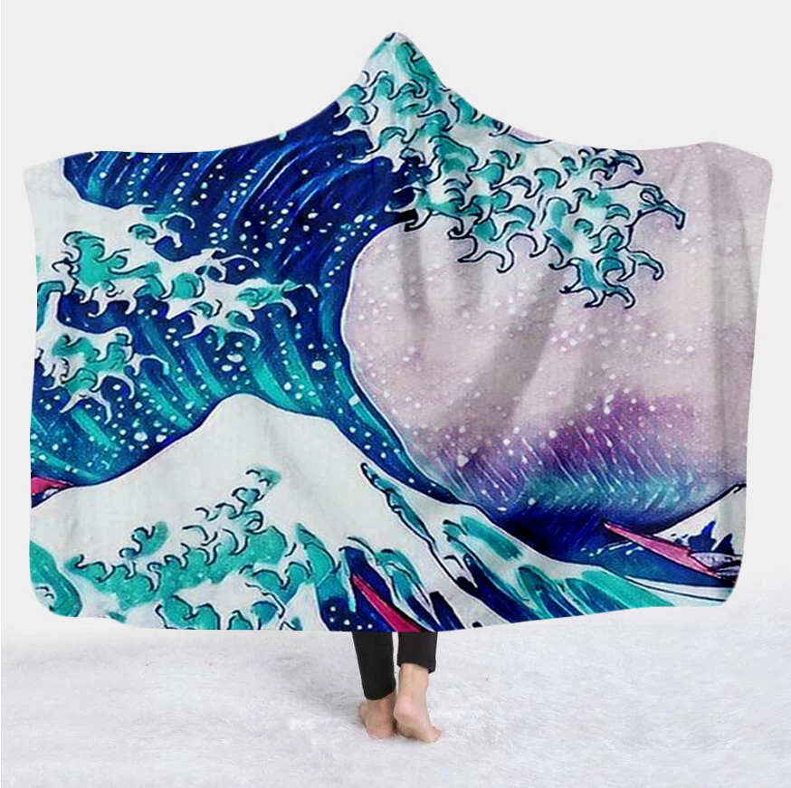 Одеяло с капюшоном для мужчин и женщин одеяло 3D принтом в японском стиле