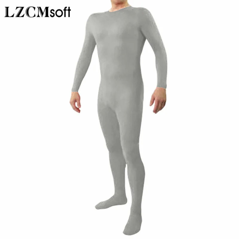 Silver Gray LZCMsoft цельный костюм из лайкры с вырезом лодочкой для мужчин без капюшона, облегающий костюм из спандекса, облегающий костюм для косплея - Цвет: Silver Gray