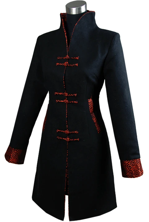 Черная зимняя длинная кашемировая куртка в китайском стиле Размеры S M L XL XXL XXXL 4XL