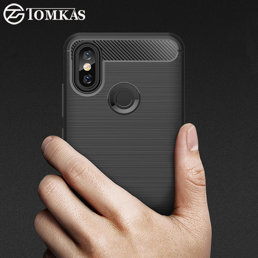 Мягкий чехол Tomkas из ТПУ для Xiaomi Mi 6X силиконовый мягкий углеродного волокна с
