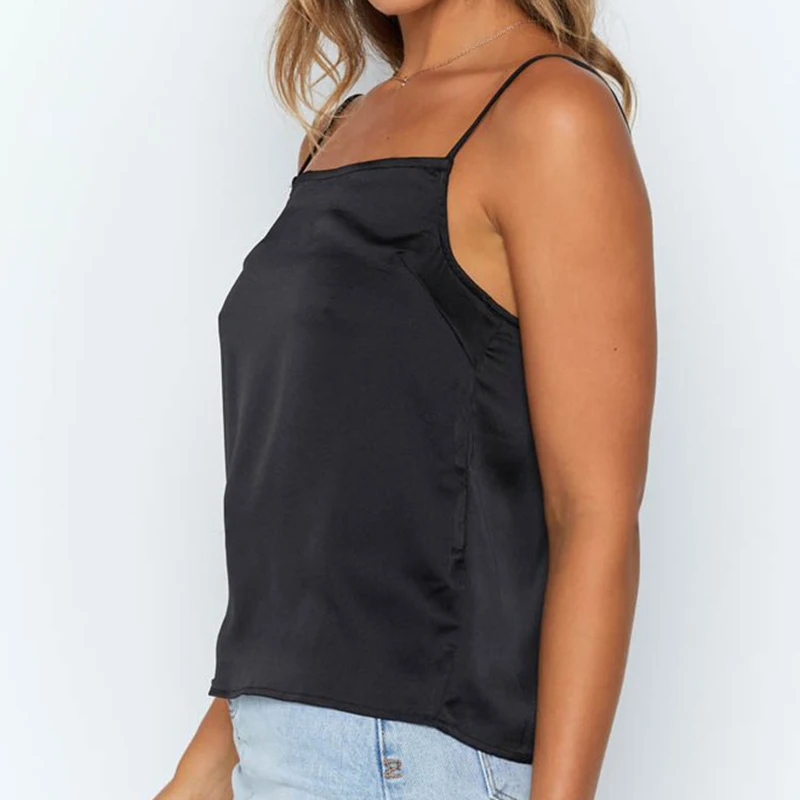 Летний сексуальный женский шифоновый топ без рукавов с бретельками на бретелях