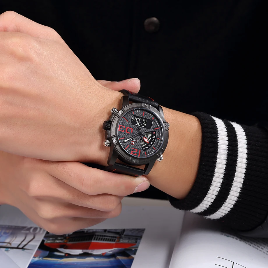 Часы NAVIFORCE мужские спортивные армейские кварцевые аналоговые светодиодные