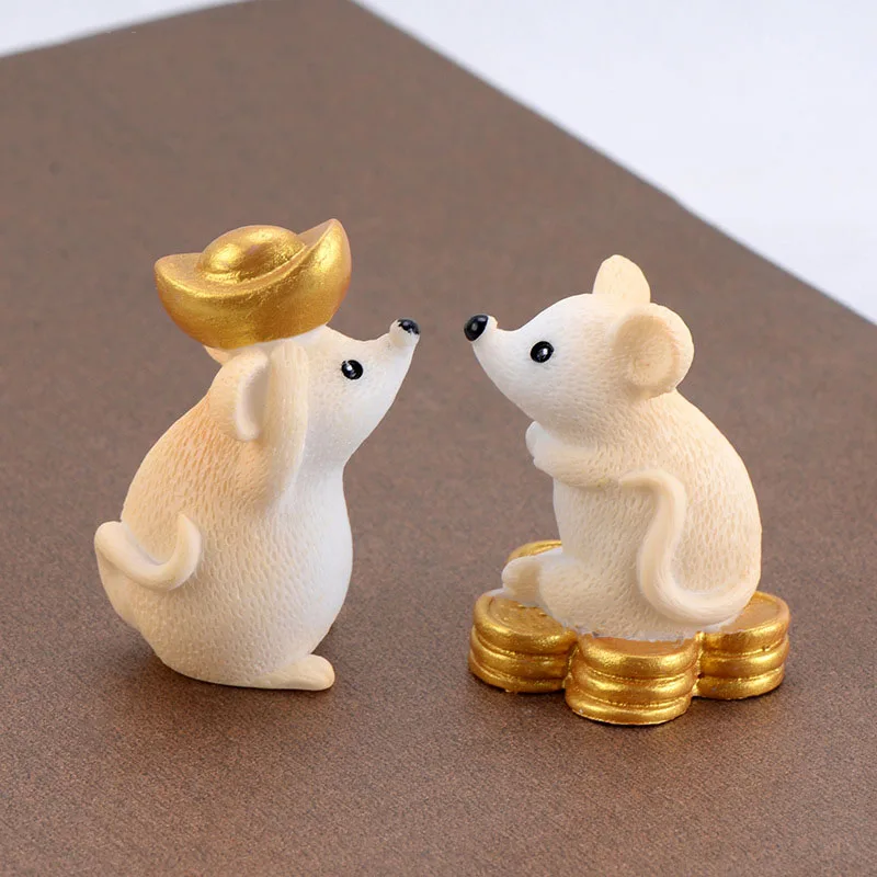 Милый Мышь фигурки животных Смола Золото Слитки миниатюрные для изготовления