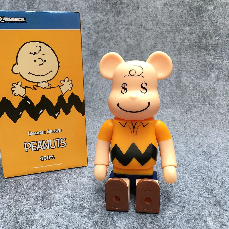 Новое поступление 400% Bearbrick арахис чарли браун быть @ RBRICK ПВХ фигурку в коробке|action