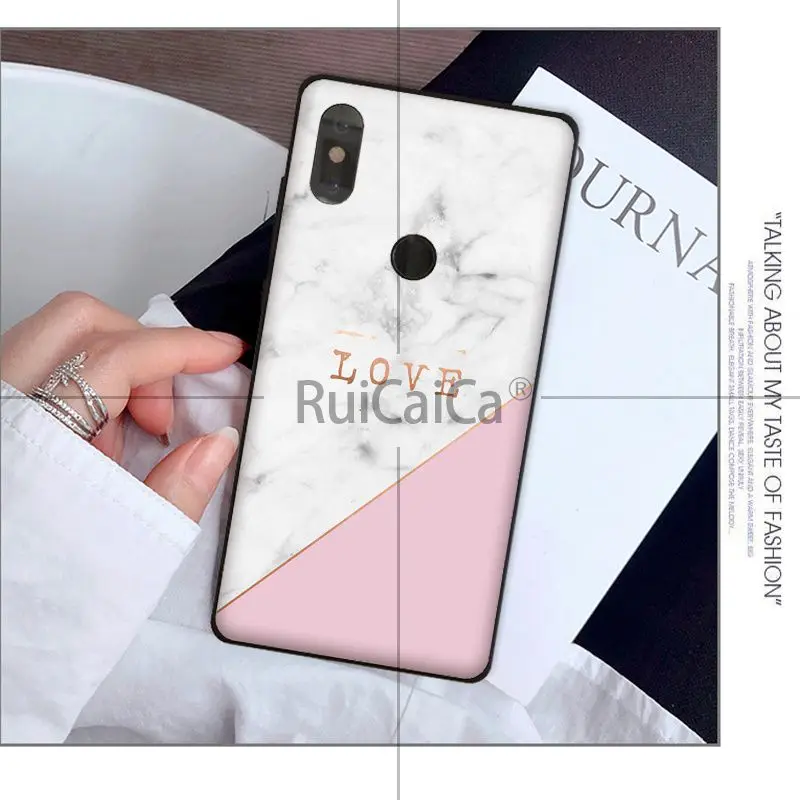Ruicaica Шикарный Розовый Мраморный симпатичный стиль черный мягкий чехол для