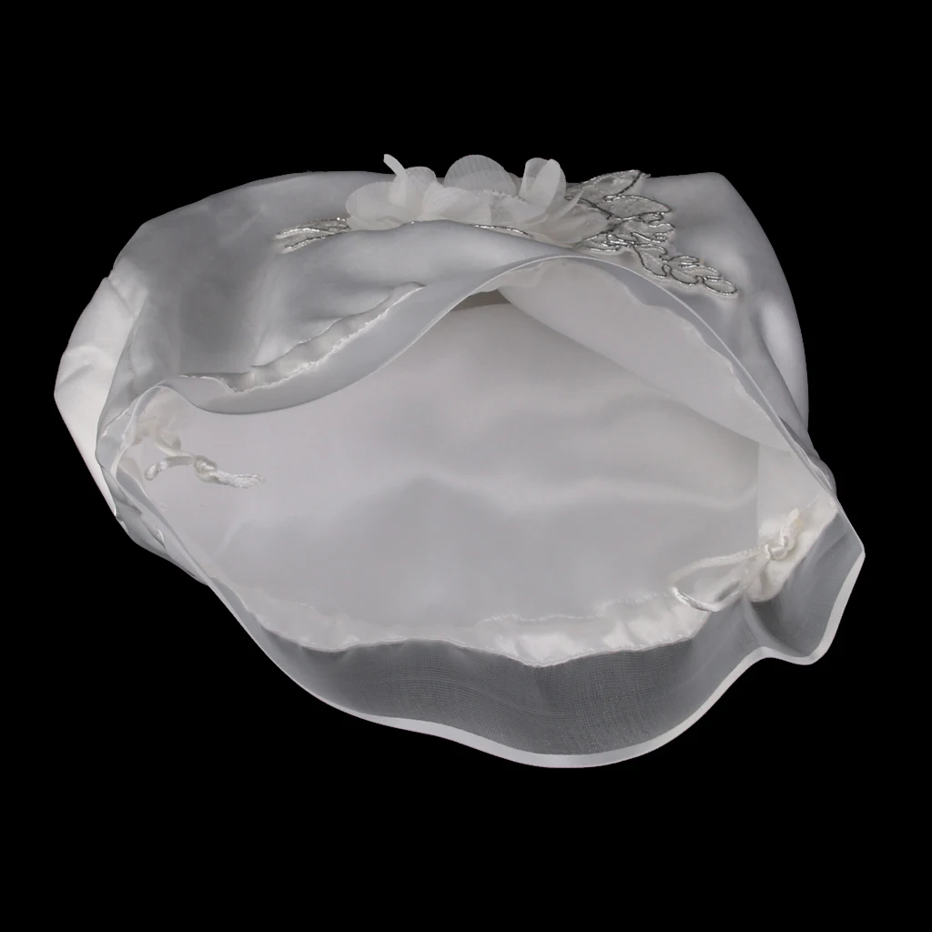 Белый атласный Свадебный клатч с цветочным рисунком сумочка для денег на шнурке