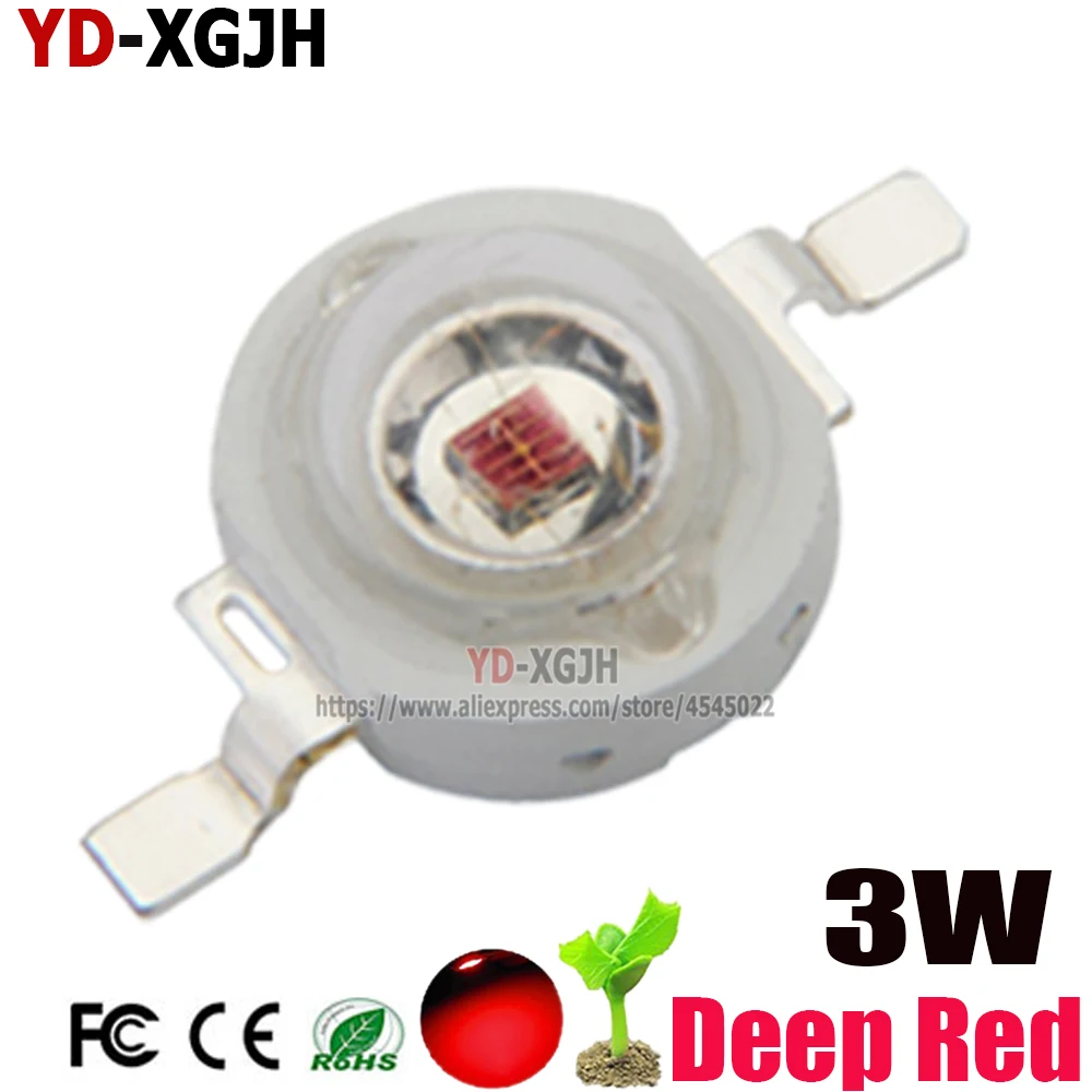 

20 шт./лот светодиодный чип высокой мощности для выращивания светодиодов 3 Вт темно-красный 660нм красный 620нм SMD диод COB DIY для выращивания раст...