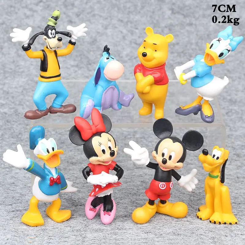 Disney 8 шт./компл. 4 7 см Микки Мышь клуба Дональд Дак с Винни пухом для м/ф Пуха и ПВХ