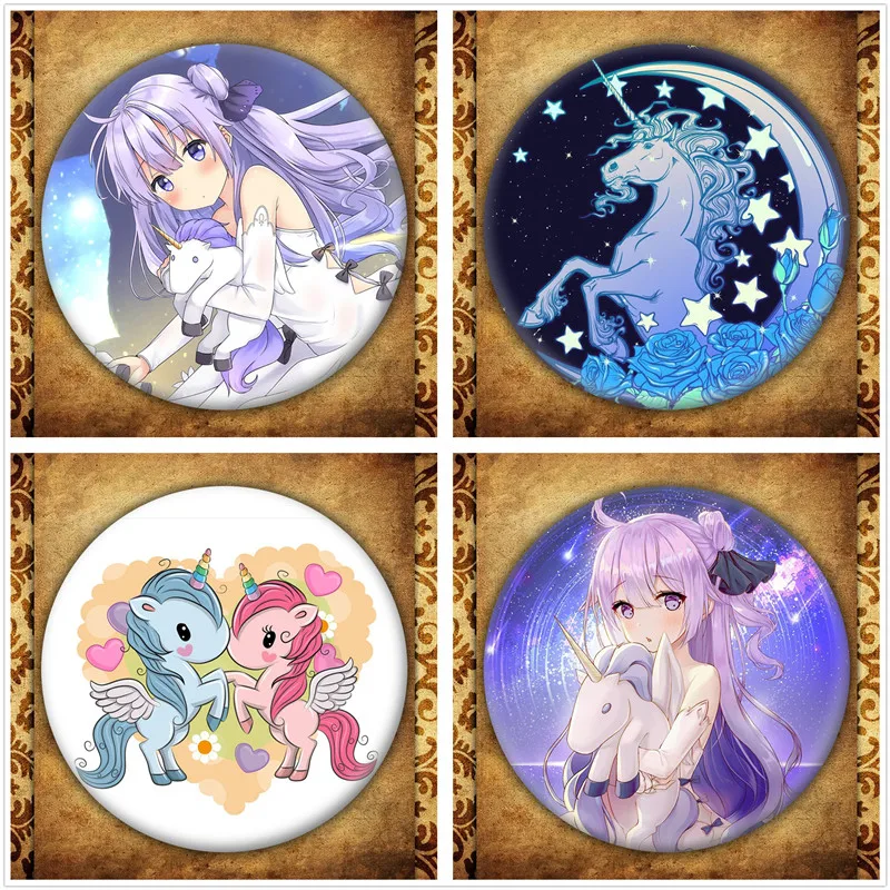 Значок с изображением единорога из аниме модный значок мультяшными животными