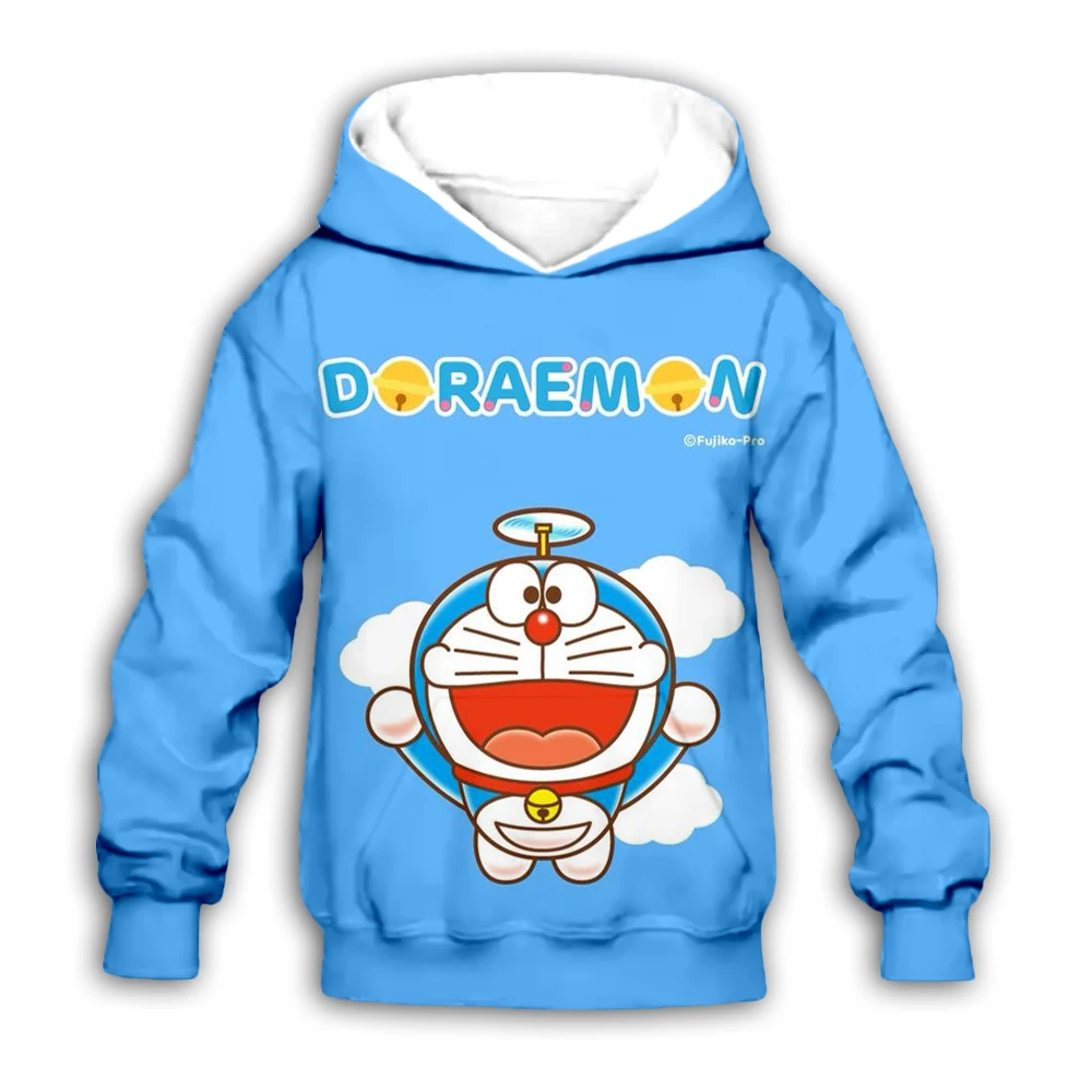 Kawaii Doraemon/Детские толстовки с капюшоном и объемным принтом; толстовка для маленьких мальчиков и девочек с героями мультфильмов Nobita Nobi; комплект уличной одежды; пуловер