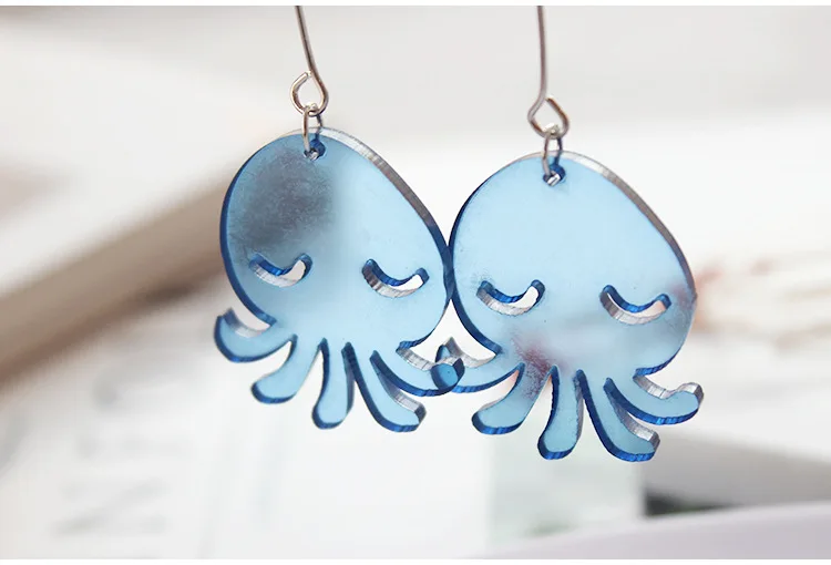 Fashion Acrylic Cute Blue Whale Octopus Drop Earrings Creative Lovely Marine Animals Sweet Jewelry Gift for Woman Girl | Украшения и
