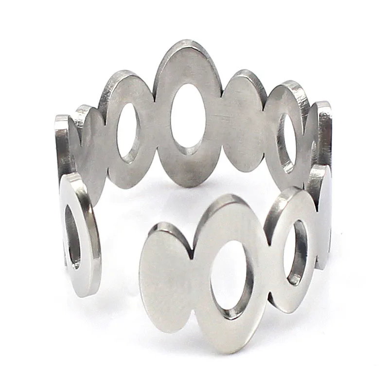 Женское и мужское кольцо-манжета серебристое кольцо с овальным отверстием