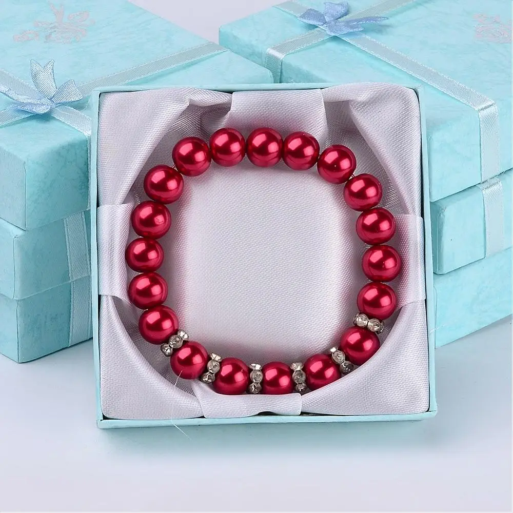 

120pcs Cardboard Bracelet Boxes with Flower Sponge and Fabric inside Square Mixed-Color about 9cm long, 9cm wide, 2cm thick