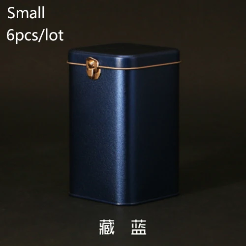 Blue-Small Size Жестяные бутылки для хранения с замком, металлическая коробка для хранения чая, герметичный портативный контейнер для кофе, ювелирные изделия, конфеты для кувшина органайзера - Цвет: Blue-Small Size