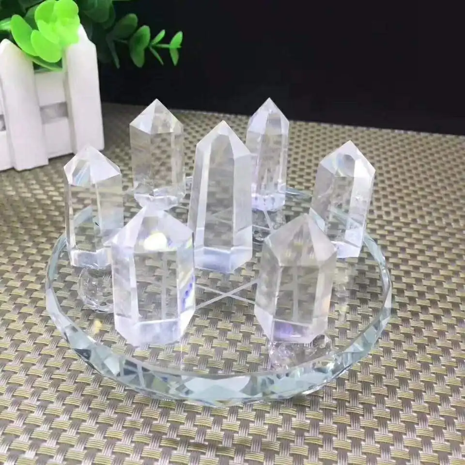 Натуральный прозрачный кварцевый кристалл точка Сетка Семь звезд массив