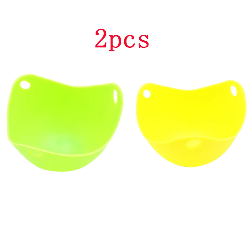 Цвет: желтый 2Pcs Egg Tool Silicone Egg Poacher Cup Pancake Egg Poaching Pods DIY Baking Cookware Egg Boiler Kitchen Utensil Accessories - Цвет: Цвет: желтый