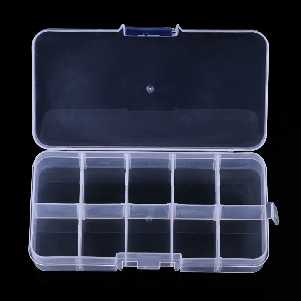 

elenxs 8/10/15 Grid Fishing Clear Storage Box Transparent Fish Hook Organizer Plastic Jewelry Container