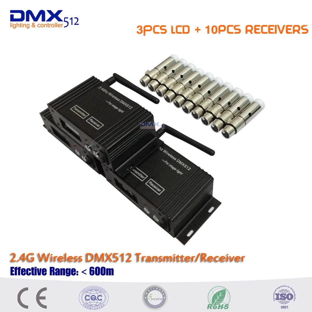 Фото Горячая оптовая продажа ЖК-дисплей DMX512 беспроводной приемник передатчика 2 в 1 4