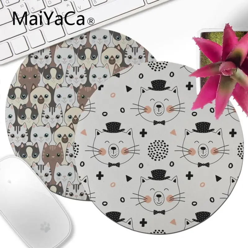 MaiYaCa прекрасный черно белый Кот DIY дизайн игровой с узором круглый коврик для мыши