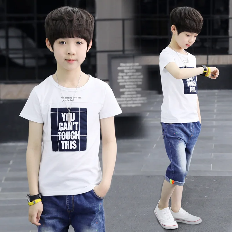Teenager summer clothes set children boys fashon letter short sleeve o-neck t-shirt+janes shorts 2pcs for outfits 4-12Y | Детская одежда