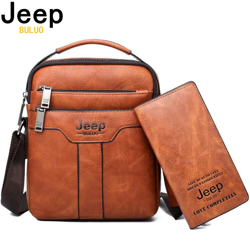 Мужская повседневная сумка jeep buluo комплект оранжевая для документов и кошелек