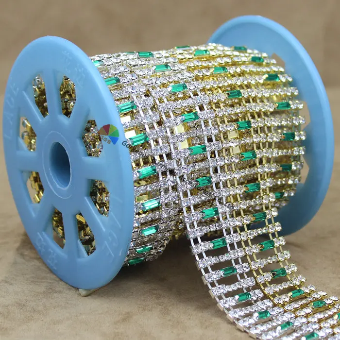 Набор разноцветных багетов цепочка из чешского хрусталя стразы для костюма