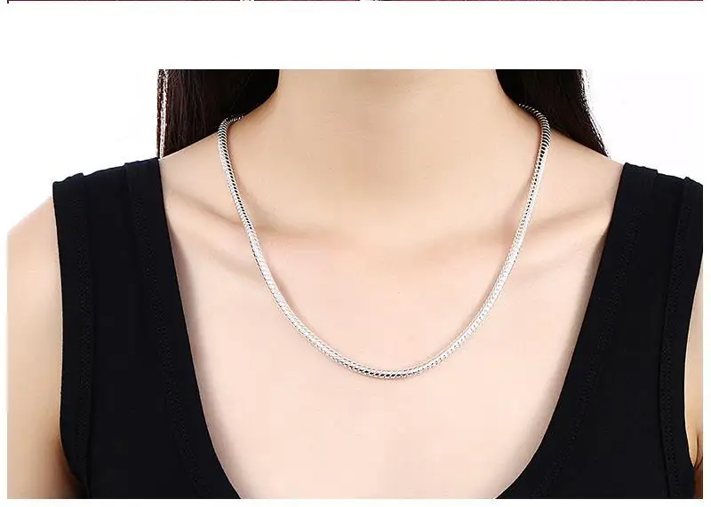 Новое поступление Женское Ожерелье серебряного цвета с боковыми дорожками 3 мм