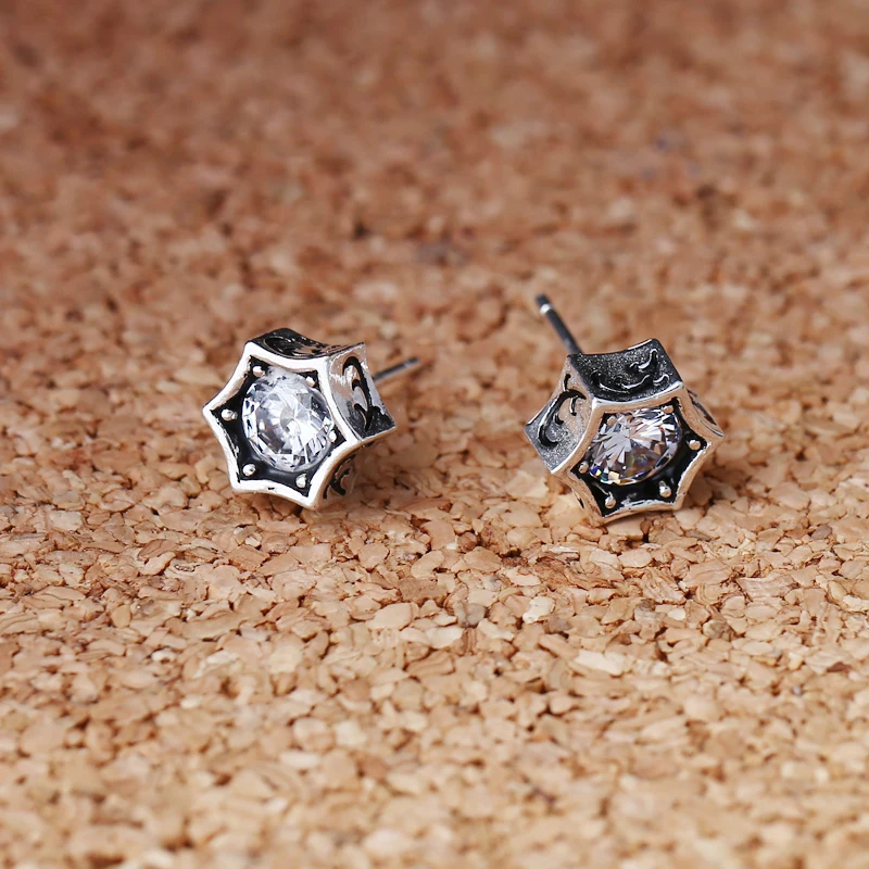 

Trendy jewelry 925 sterling silver for women and men personality Zircon inside earrings fashion exquisite ornaments