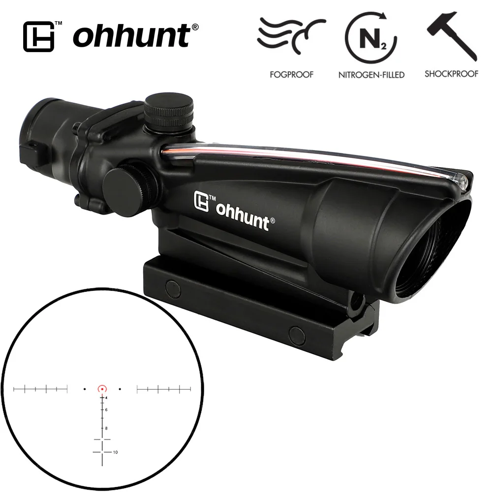 Ohhunt 5x35 ACOG Стиль Тактическая Винтовка прицел из настоящего волокна красный или зеленый стекло травленная