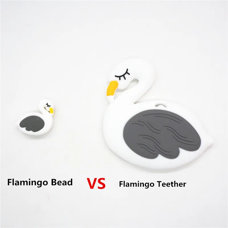 Chengkai 50pcs BPA Free Silicone Swan Teether Beads DIY Flamingo Animal Baby Shower Teething Montessori Cartoon Toy Accessories