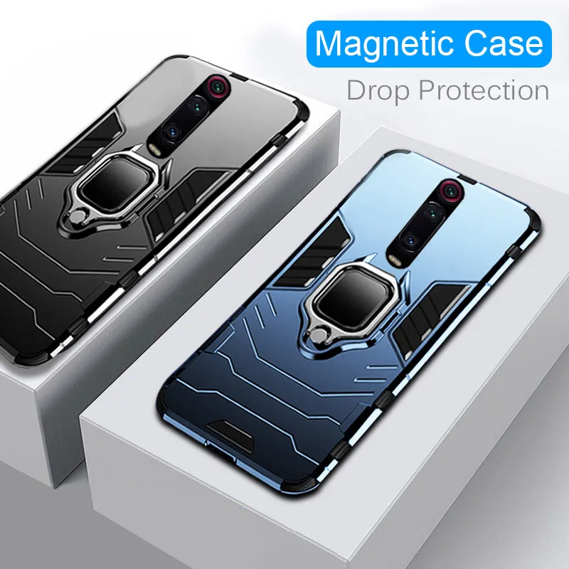 Luxury Armor Magnetic Bumper Case On The For Oneplus 7 Pro Shockproof Cover OnePuls 6 6T Silicone Car Ring |